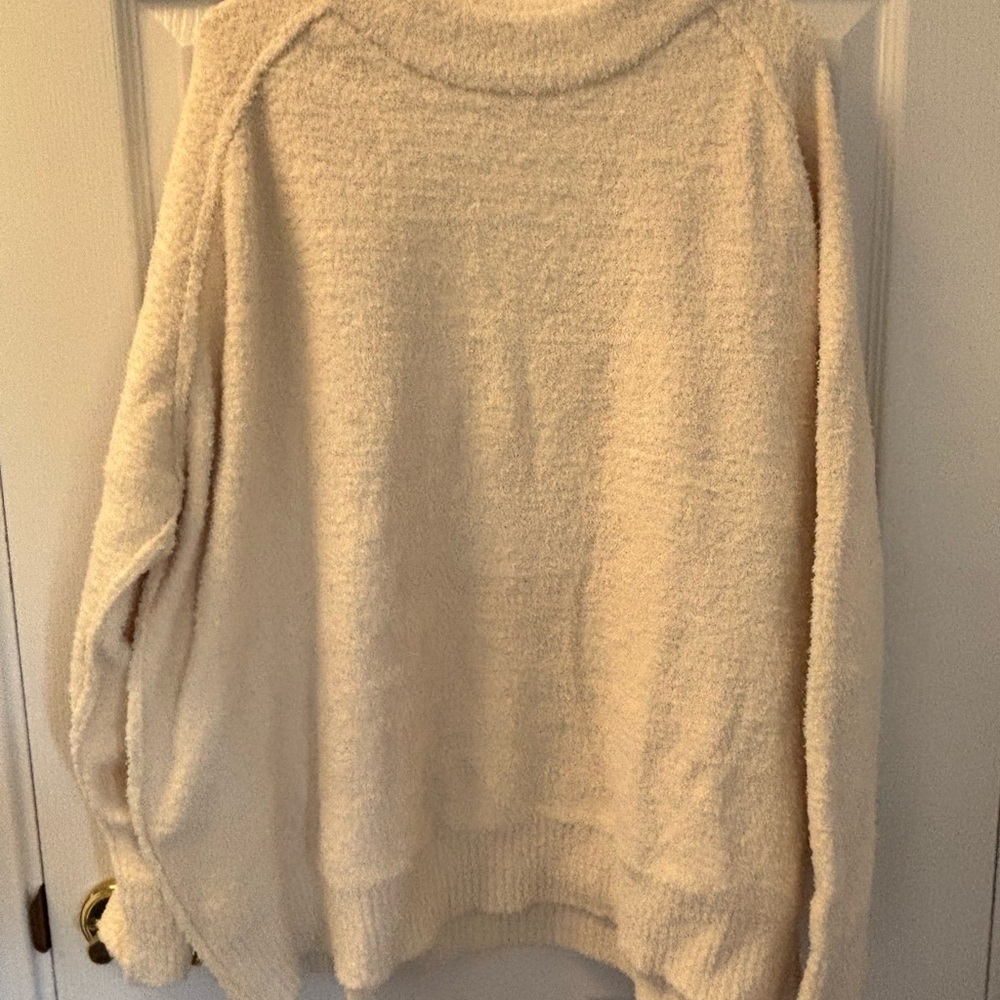 Cream Cowl Neck Sweater with Textured Knit